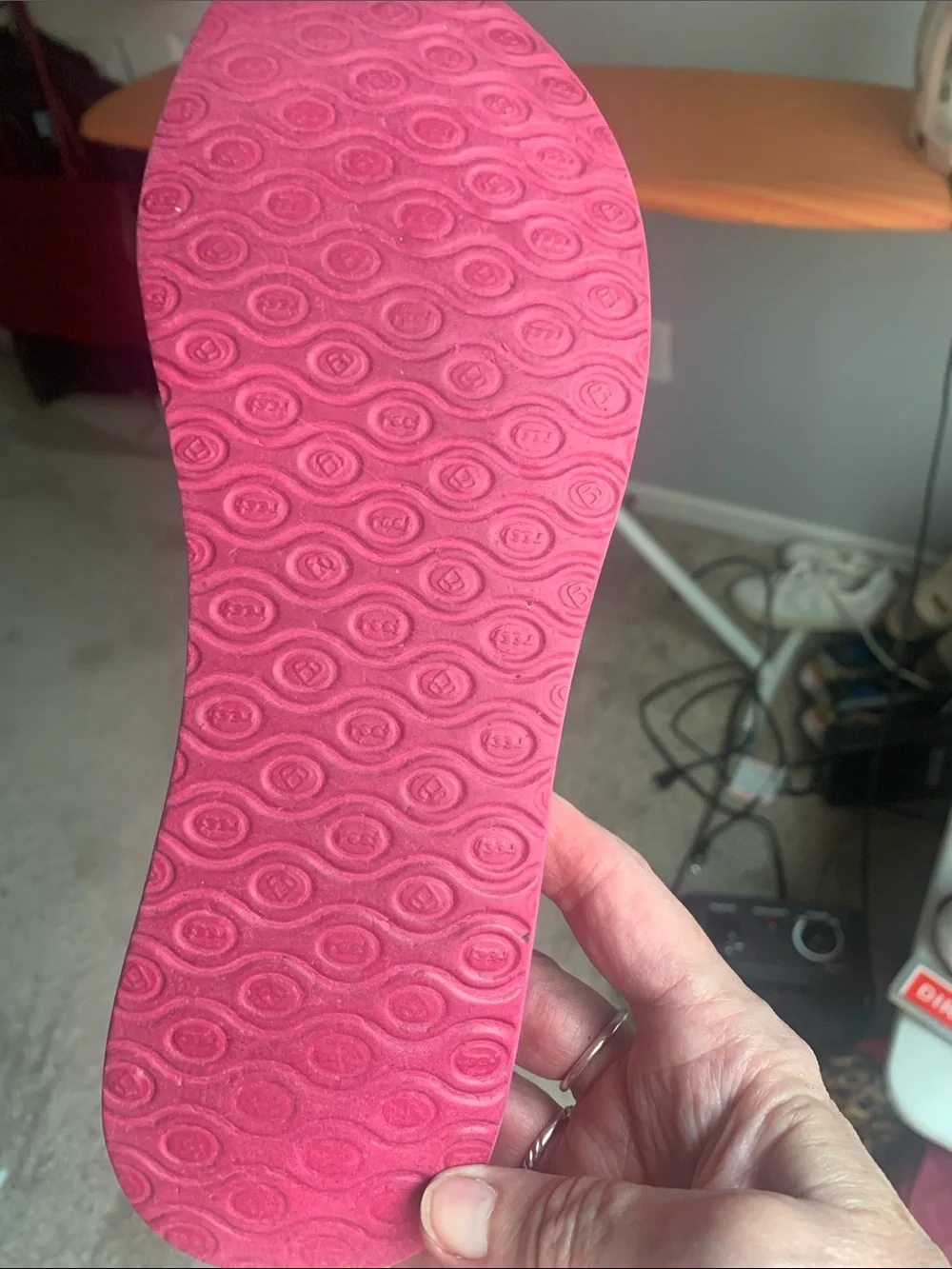 Reef Pink Flip Flops with Braided Green Accent